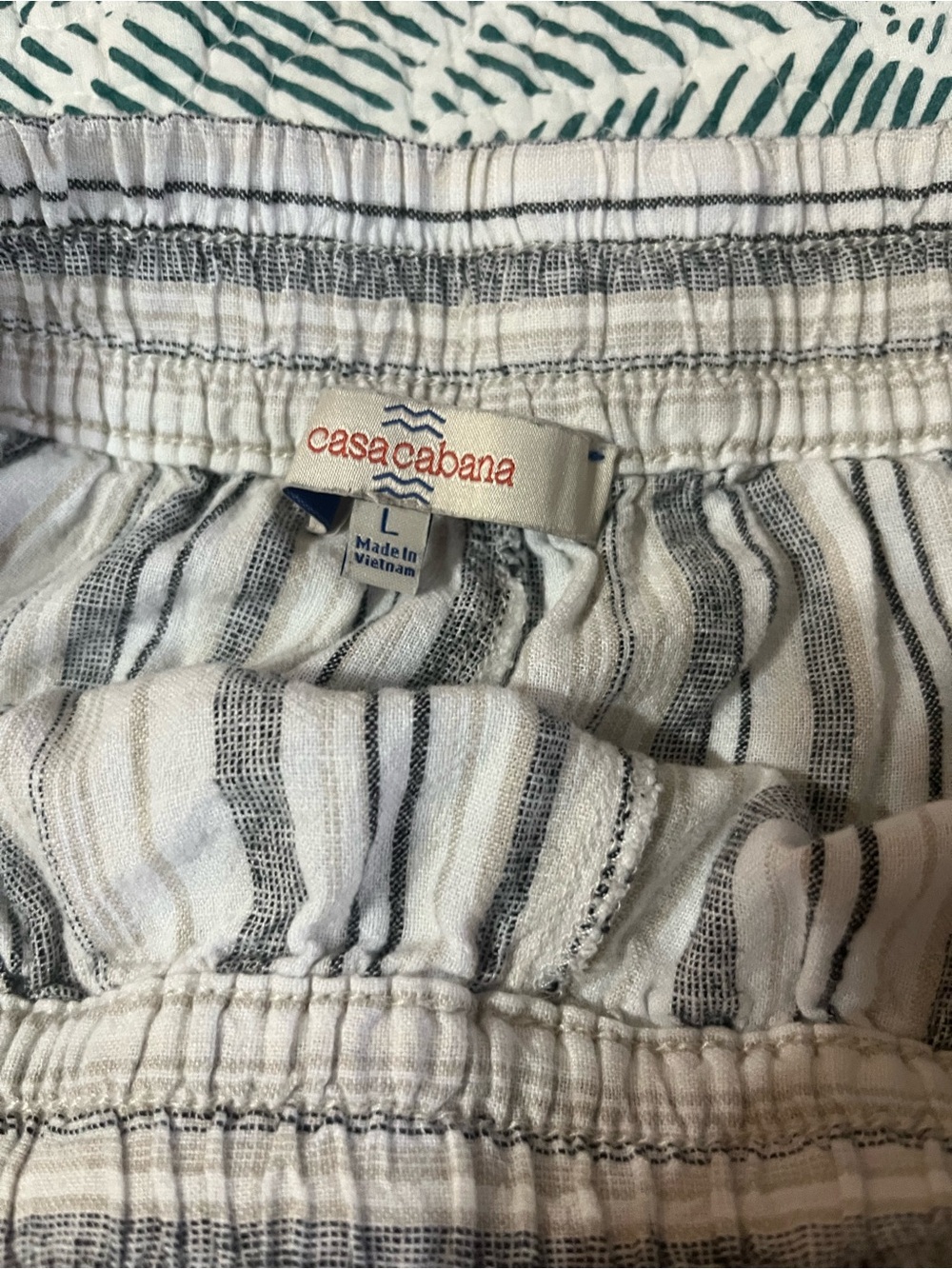 Women's Striped Drawstring Shorts - Blue & White - Picture 7 of 8